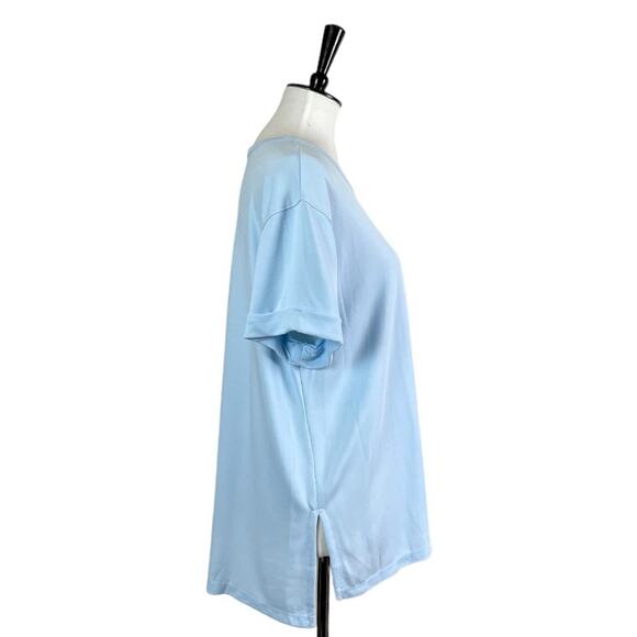 Stylus Women’s Top Pullover Crew Neck Rolled Sleeve Light Baby Blue Size Large - Picture 3 of 14